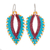 Glass beaded dangle earrings, 'Leafy Vibrance' - Colorful Leaf-Shaped Glass Beaded Dangle Earrings (image 2a) thumbail