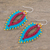Glass beaded dangle earrings, 'Leafy Vibrance' - Colorful Leaf-Shaped Glass Beaded Dangle Earrings (image 2b) thumbail