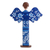 estatuilla de madera - Estatuilla de madera de ángel floral azul tallada y pintada a mano