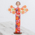 Wood statuette, 'Love and Guidance in Red' - Hand Carved and Painted Colorful Floral Angel Wood Statuette