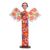 Wood statuette, 'Love and Guidance in Red' - Hand Carved and Painted Colorful Floral Angel Wood Statuette