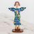 Wood statuette, 'Prayer of Love in Blue' - Hand Carved and Painted Blue Praying Angel Wood Statuette thumbail