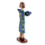 Wood statuette, 'Prayer of Love in Blue' - Hand Carved and Painted Blue Praying Angel Wood Statuette (image 2b) thumbail