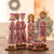 Wood nativity scene, 'Light and Hope in Red' (7 piece) - Handcrafted Red Floral Wood Nativity Scene (7 Piece)