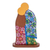 Wood statuette, 'Hope in Bloom' - Handcrafted Colorful Floral Wood Nativity Scene Statuette
