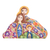 Wood statuette, 'Family of Love' - colourful Floral Handcrafted Wood Nativity Scene Statuette
