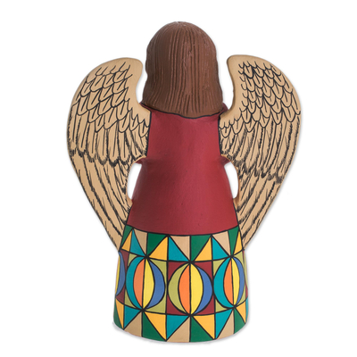 Ceramic statuette, 'Knowing Angel' - Ceramic Statuette of an Angel with a Book from Nicaragua