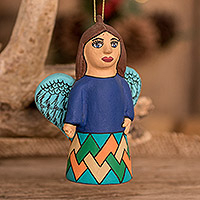 Ceramic ornament, 'Angel of Light' - Ceramic Angel Christmas Holiday Ornament Form Nicaragua