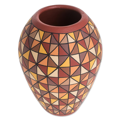 NOVICA Hand Crafted Ceramic Vase Mesoamerican Beauty' Earthtone 