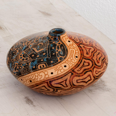 Ceramic decorative vase, Turquoise Roots