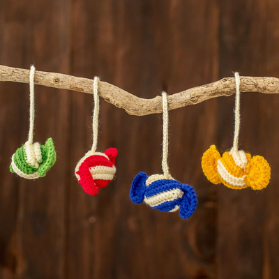Hand-crocheted ornaments, 'Enchanting Sweets' (set of 4) - Assorted Hand-Crocheted Ornaments from Guatemala (Set of 4)