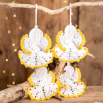 Hand-crocheted ornaments, 'Light of Love' (set of 4) - Hand-Crocheted Angel Ornaments in White (Set of 4)