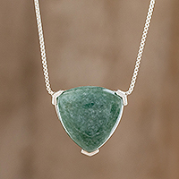Jade pendant necklace, 'Elegant Balance' - Triangular Jade Pendant necklace Crafted in Guatemala