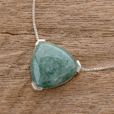 Jade pendant necklace, 'Elegant Balance' - Triangular Jade Pendant necklace Crafted in Guatemala
