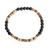 Onyx beaded stretch bracelet, 'Earthen Force' - Onyx and Coconut Shell Beaded Stretch Bracelet