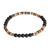 Onyx beaded stretch bracelet, 'Earthen Force' - Onyx and Coconut Shell Beaded Stretch Bracelet
