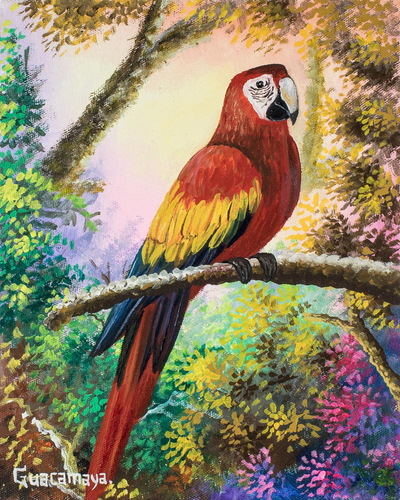 Realist Painting of a Macaw from Guatemala
