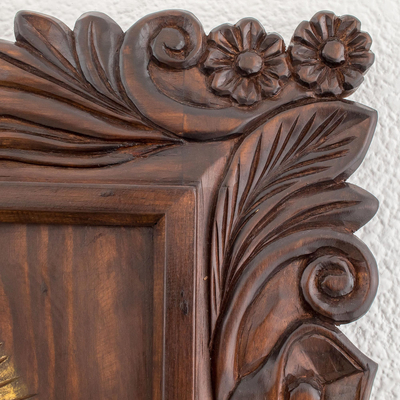 Panel en relieve de madera - Panel de relieve de Jesús de madera de pino hecho a mano de Guatemala