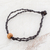 Wood pendant bracelet, 'Elegant Black Stairs' - Wood Macrame Pendant Bracelet in Black from Guatemala