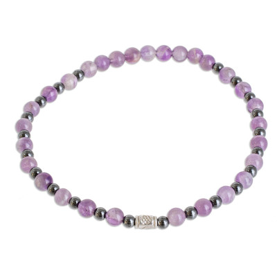 Amethyst Beaded Stretch Bracelet from Mexico
