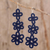 Hand-tatted dangle earrings, 'Petal Delight in Indigo' - Artisan Hand-Tatted Dangle Earrings in Indigo from Guatemala