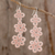 Hand-tatted dangle earrings, 'Petal Delight in Ecru' - Artisan Hand-Tatted Dangle Earrings in Ecru from Guatemala