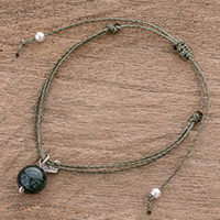Jade charm bracelet, 'Lush Mountain'