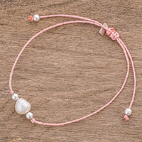 Cultured pearl pendant bracelet, 'Glowing Enchantment'
