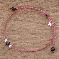 Garnet pendant bracelet, 'Passionate Design' - Garnet Pendant Bracelet from Guatemala