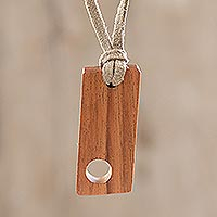Wood pendant necklace, 'Abstract Symmetry' - Abstract Jobillo Wood Pendnant Necklace from Guatemala
