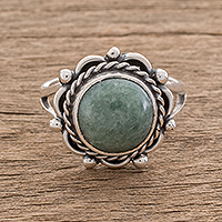 Jade cocktail ring, 'Sunrise in Antigua' - Natural Jade Cocktail Ring Crafted in Guatemala