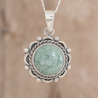 Jade pendant necklace, 'Sunrise in Antigua'