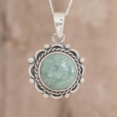 Jade pendant necklace, 'Sunrise in Antigua' - Natural Jade Pendant Necklace from Guatemala