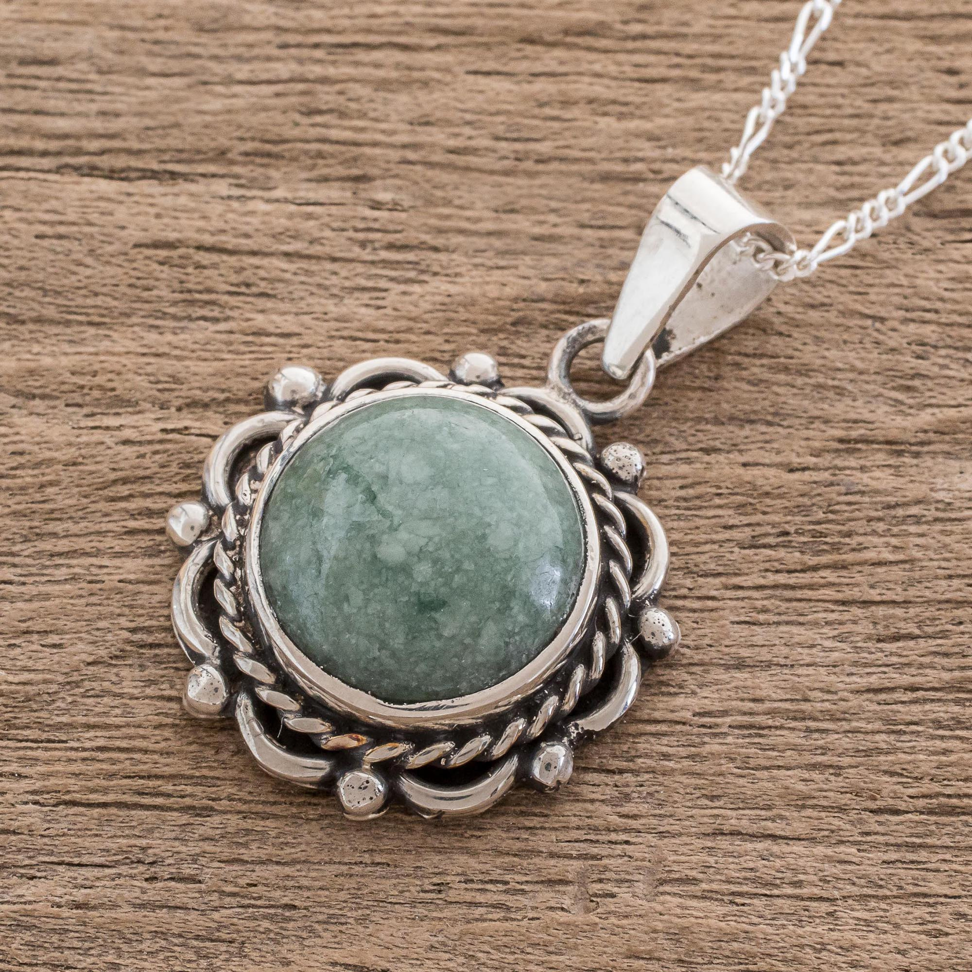 UNICEF Market Natural Jade Pendant Necklace from Guatemala Sunrise