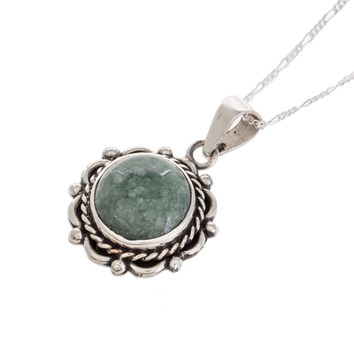 Jade pendant necklace, 'Sunrise in Antigua' - Natural Jade Pendant Necklace from Guatemala