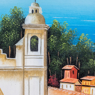 'Faith of a Village' - Signed Landscape Painting of a Village Church from Guatemala