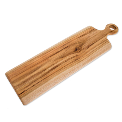 Teak wood cutting board, 'Morning Baguette' (20 inch) - Handmade Teak Wood Cutting Board from Guatemala (20 in.)