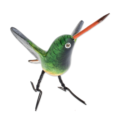 Ceramic figurine, 'Buff-Bellied Hummingbird' - Ceramic Buff-Bellied Hummingbird Figurine from Guatemala
