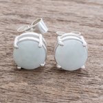 Jade stud earrings, 'Maya Sweets in Apple Green' - Apple Green Jade Stud Earrings from Guatemala