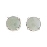 Jade stud earrings, 'Maya Sweets in Apple Green' - Apple Green Jade Stud Earrings from Guatemala