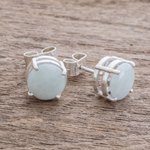 Jade stud earrings, 'Maya Sweets in Apple Green' - Apple Green Jade Stud Earrings from Guatemala