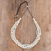 Ceramic beaded torsade necklace,