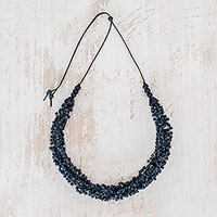 Ceramic beaded torsade necklace, 'Oceanic Breeze in Blue' - Ceramic Beaded Torsade Necklace in Blue from Guatemala