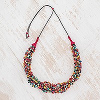 Ceramic beaded torsade necklace,