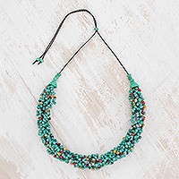 Ceramic beaded torsade necklace,