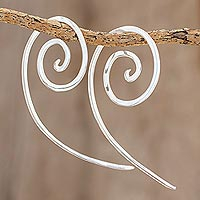 Sterling silver half-hoop earrings, 'Aura Spirals'