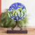 Art glass sculpture, 'Fruit of Life in Blue' - Circular Art Glass Sculpture in Blue from El Salvador thumbail