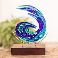 Art glass sculpture, Ocean Breeze
