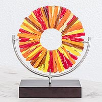 Art glass sculpture, 'Fiery Inspiration'