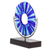 Art glass sculpture, 'Cool Inspiration' - Circular Art Glass Sculpture in Blue from El Salvador
